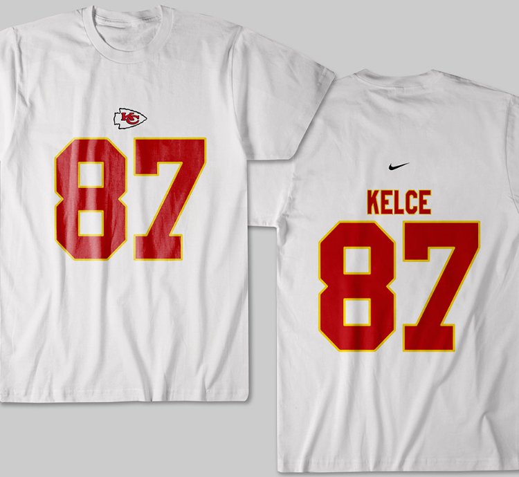 Kansas City Kelce 87 Nike Graphic Print White T Shirt