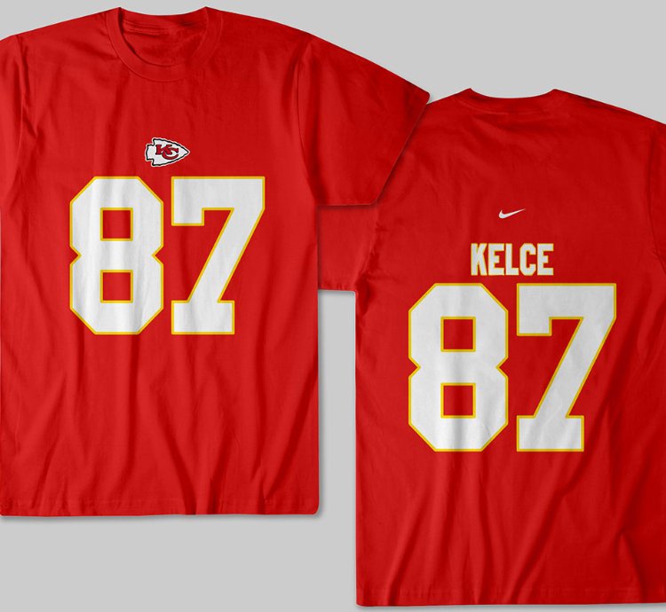 Kansas City Kelce 87 Nike Graphic Print Red T Shirt