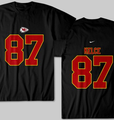 Kansas City Kelce 87 Nike Graphic Print Black T Shirt