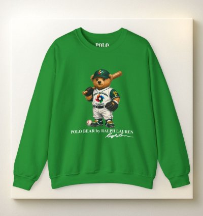 Polo Bear Baseball Sweatshirt Irish Green World Classic 2026 Graphic Crewneck