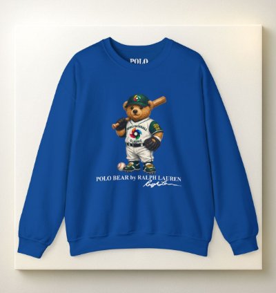 Polo Bear Baseball Sweatshirt Royal Blue World Classic 2026 Graphic Crewneck