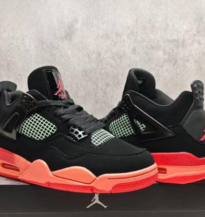 Air Jordan 4 Retro Black Infrared Barely Volt Shoes Sneakers