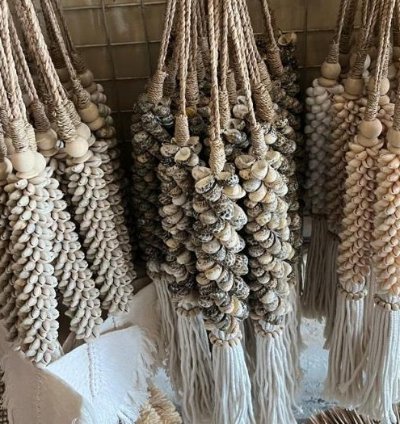 Boho Shell Macrame Tassel 70cm Bali Curtain Tieback Handmade Coastal Wall Hanging Decor