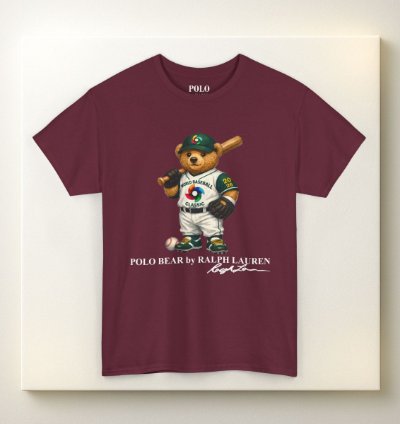 Polo Bear Baseball T Shirt Maroon World Classic 2026 Graphic Crewneck