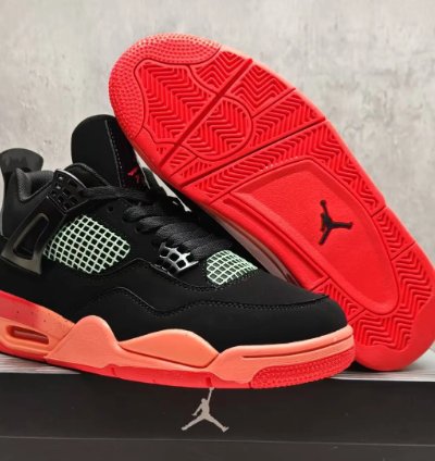 Air Jordan 4 Retro Black Infrared Barely Volt Shoes Sneakers