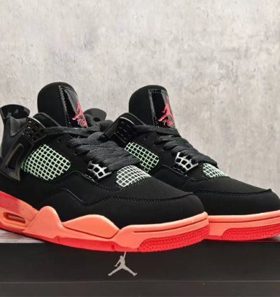 Air Jordan 4 Retro Black Infrared Barely Volt Shoes Sneakers