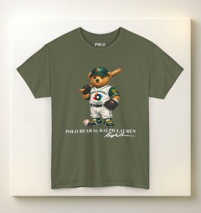 Polo Bear Baseball T Shirt Military Green World Classic 2026 Graphic Crewneck