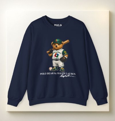 Polo Bear Baseball Sweatshirt Navy World Classic 2026 Graphic Crewneck