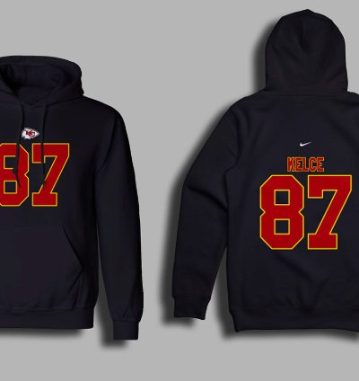 Kansas City Kelce 87 Nike Graphic Print Black Hoodie