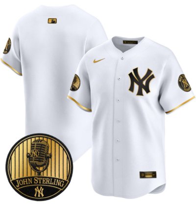Team Jersey Blank Yankees John Sterling Voice Tribute Stitched White Gold