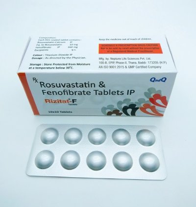 Rosuvastatin And Fenofibrate Tablets Used To Lower Increased Levels Of Total Cholesterol And Triglyceride Levels