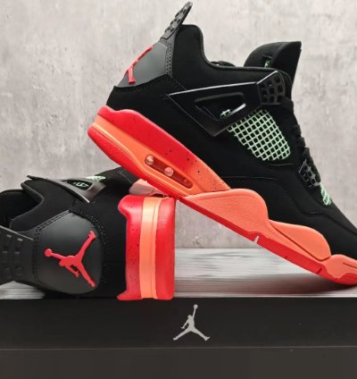 Air Jordan 4 Retro Black Infrared Barely Volt Shoes Sneakers