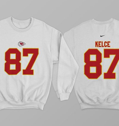 Kansas City Kelce 87 Nike Graphic Print White Sweatshirt