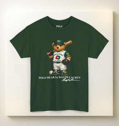 Polo Bear Baseball T Shirt Forest Green World Classic 2026 Graphic Crewneck