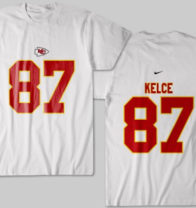 Kansas City Kelce 87 Nike Graphic Print White T Shirt