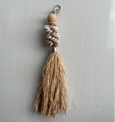 Mini Shell Macrame Tassel 35cm Bag Charm Boho Keychain Bali Hanging Decor Handmade