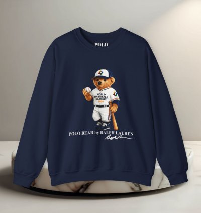Ralph Lauren Polo Bear Baseball Style Sweatshirt Navy World Classic 2026 Graphic Crewneck