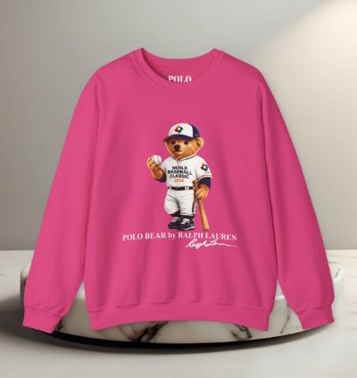 Ralph Lauren Polo Bear Baseball Style Sweatshirt Heliconia World Classic 2026 Graphic Crewneck