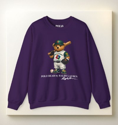 Polo Bear Baseball Sweatshirt Purple World Classic 2026 Graphic Crewneck