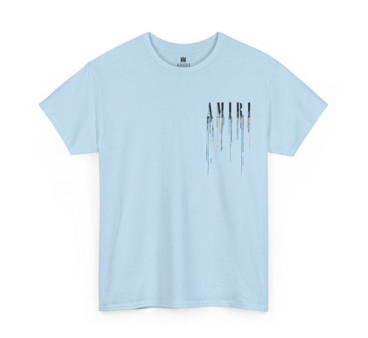 Amiri Paint Drip Light Blue T-shirt - Size Usa