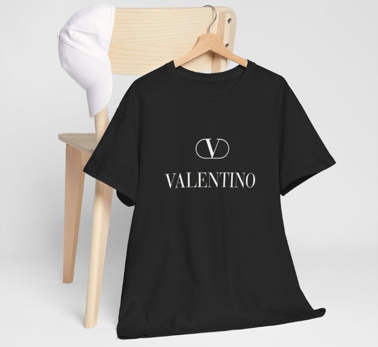 Valentino Logo Print Unisex Black Tee