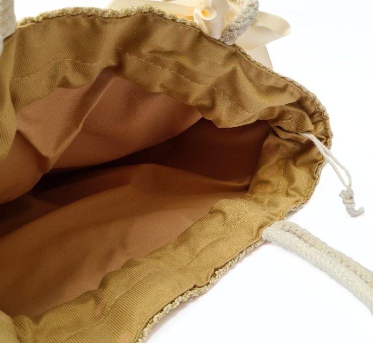 Boho Straw Tote Bag Woven Beach Handbag With Ribbon Large Summer Shoulder Bag