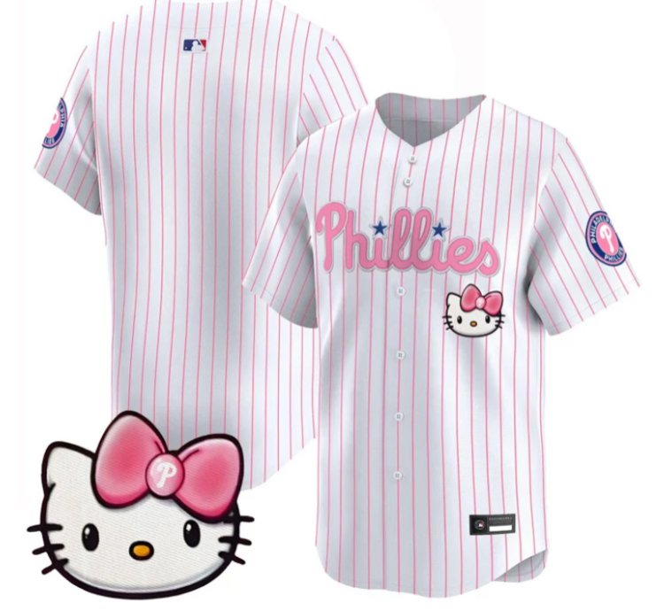 Team Jersey Blank Philadelphia Phillies Hello Kitty Stitched Pinstripe
