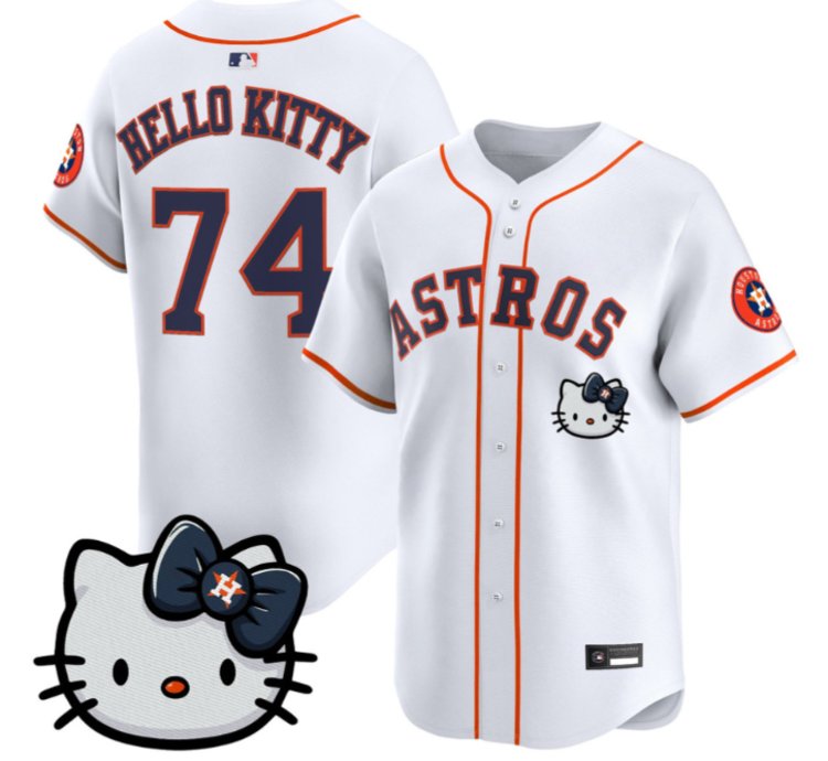 Hello Kitty Jersey 74 Houston Astros Hello Kitty Premier Stitched White