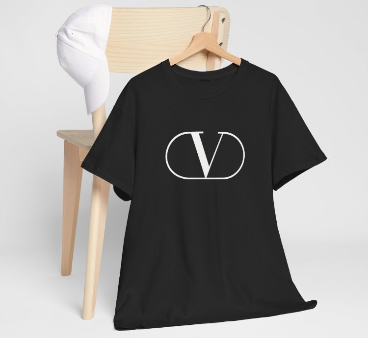 Valentino V Logo Print Black Unisex Tee