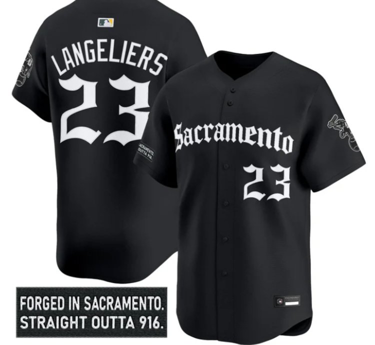 Shea Langeliers Jersey 23 Athletics Sacramento Gothic Edition Stitched Black