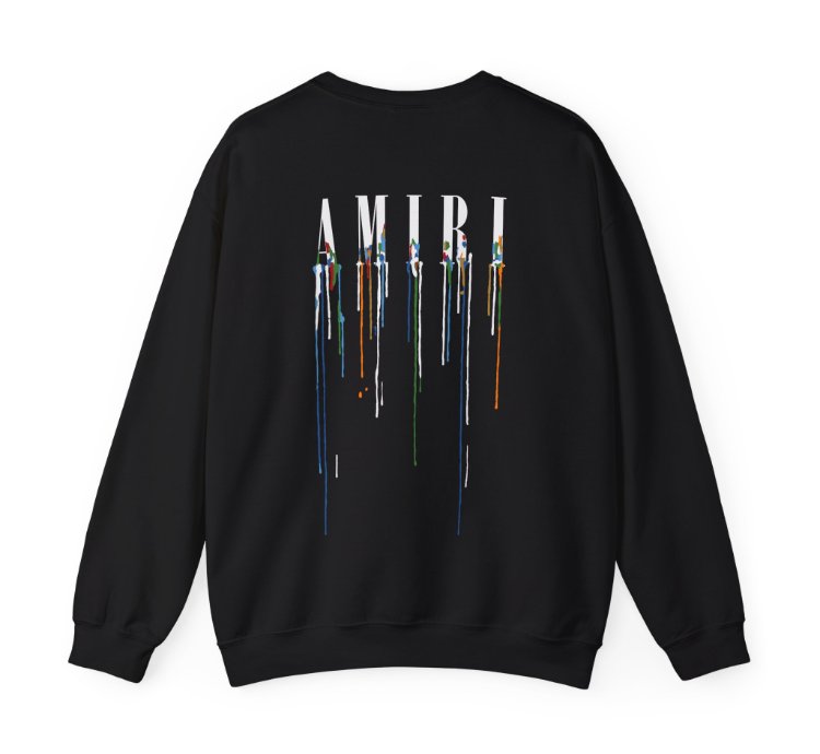 Amiri Paint Drip Black Sweatshirt - Size Usa