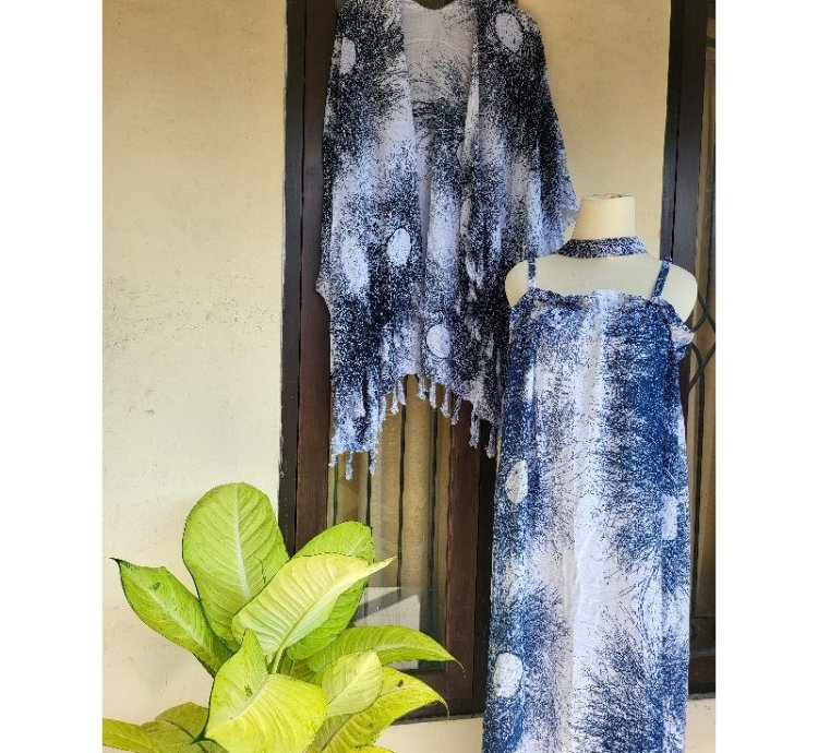 Womens Lounge Dress And Kimono Set Lightweight Summer Outfit