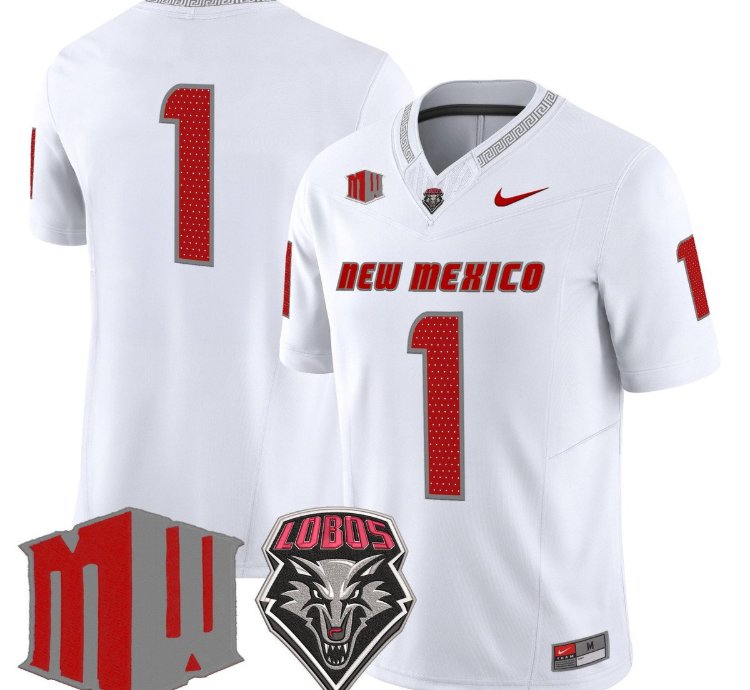 Team Jersey 1 New Mexico Lobos 2025 Vapor Limited Stitched White