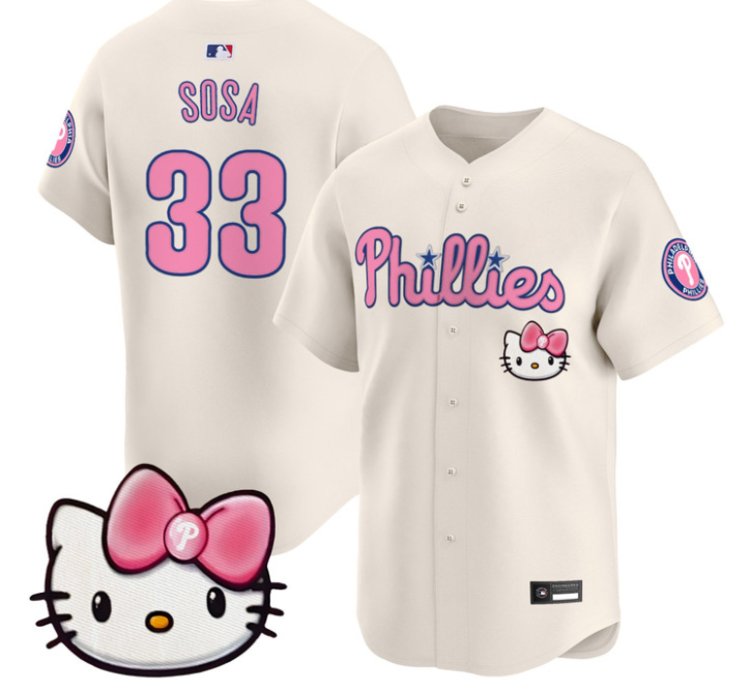 Edmundo Sosa Jersey 33 Philadelphia Phillies Hello Kitty Stitched Cream