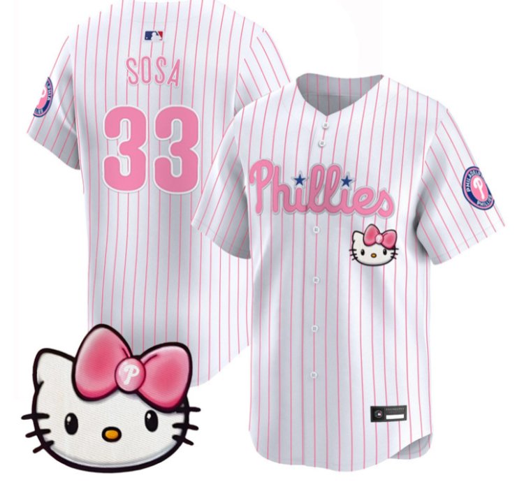 Edmundo Sosa Jersey 33 Philadelphia Phillies Hello Kitty Stitched Pinstripe