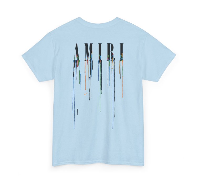 Amiri Paint Drip Light Blue T-shirt - Size Usa