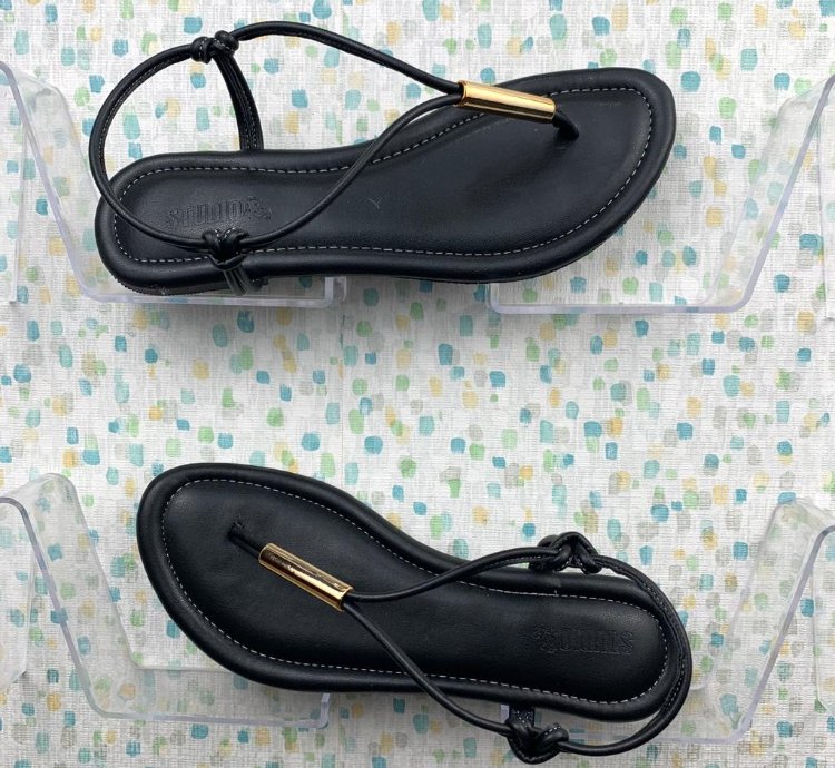 Minimalist Black Thong Black Sandals Women Flat Slip On Sandals