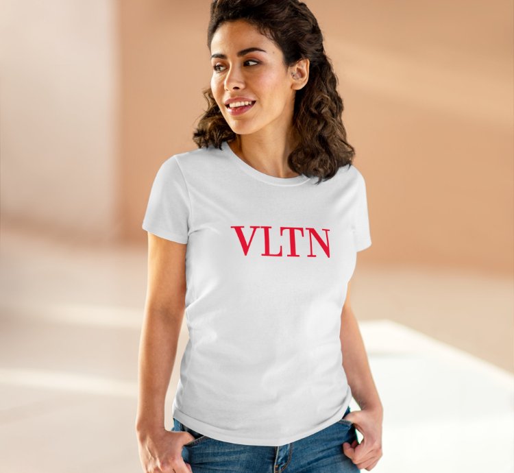 Valentino Vltn Red Logo Print White Woman Tee