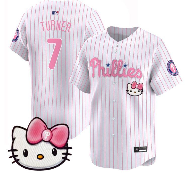 Trea Turner Jersey 7 Philadelphia Phillies Hello Kitty Stitched Pinstripe