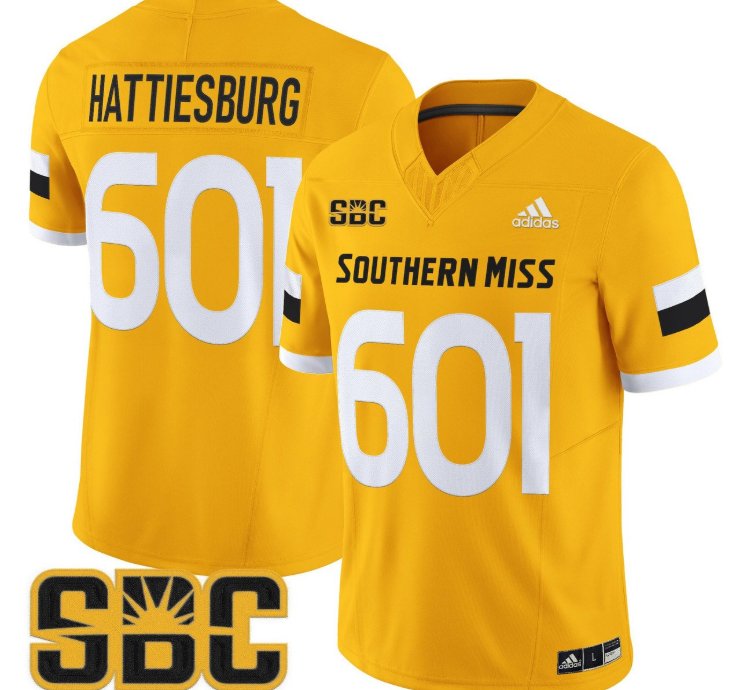 Hattiesburg Jersey 601 Southern Miss Golden Eagles 2025 Stitched Gold