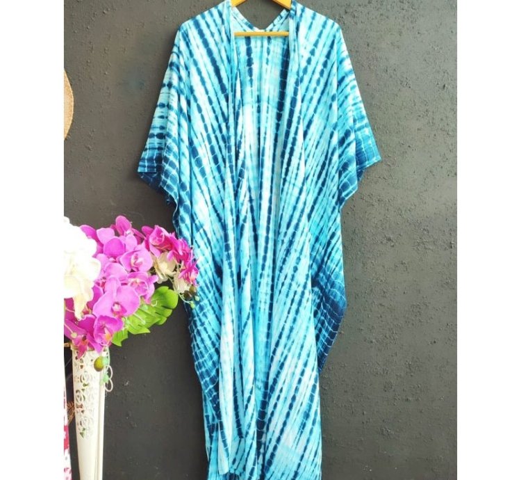 Boho Tie Dye Kimono Robe Long Flowy Rayon Cover Up For Women