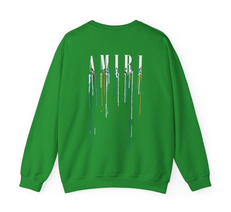 Amiri Paint Drip Green Sweatshirt - Size Usa