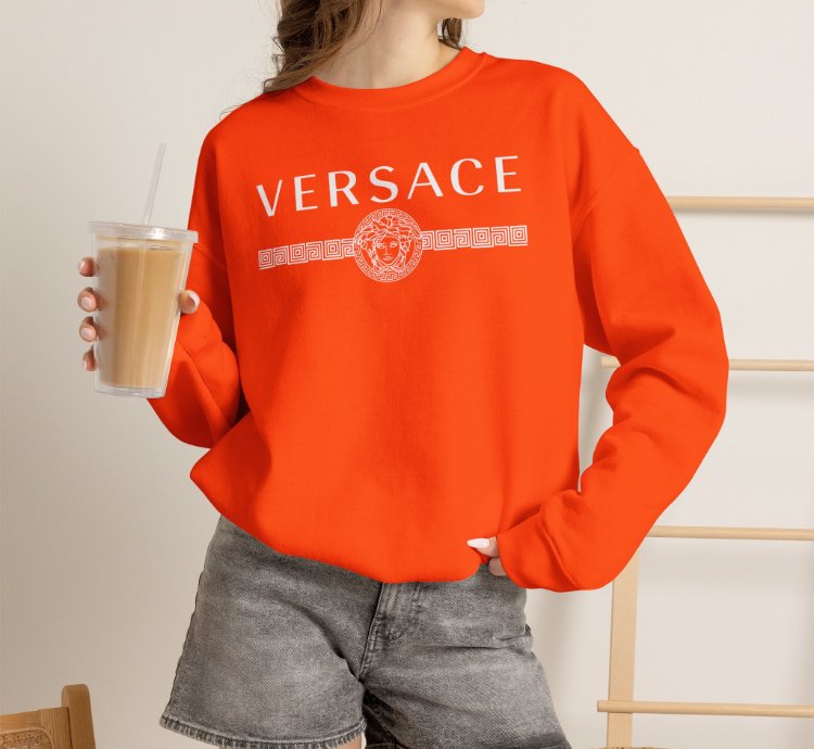 Versace Lineas Orange Sweatshirt - Size Usa