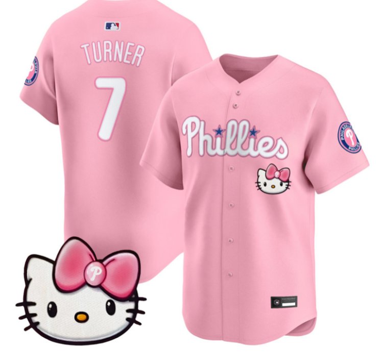 Trea Turner Jersey 7 Philadelphia Phillies Hello Kitty Stitched Pink