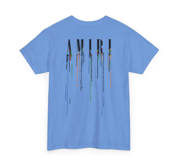 Amiri Paint Drip Carolina Blue T-shirt - Size Usa