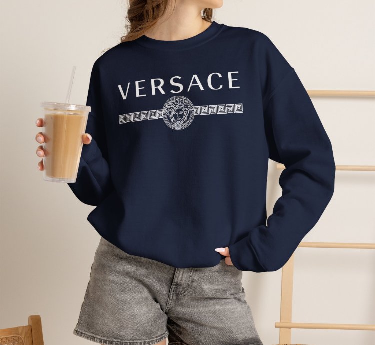 Versace Lineas Navy Sweatshirt - Size Usa