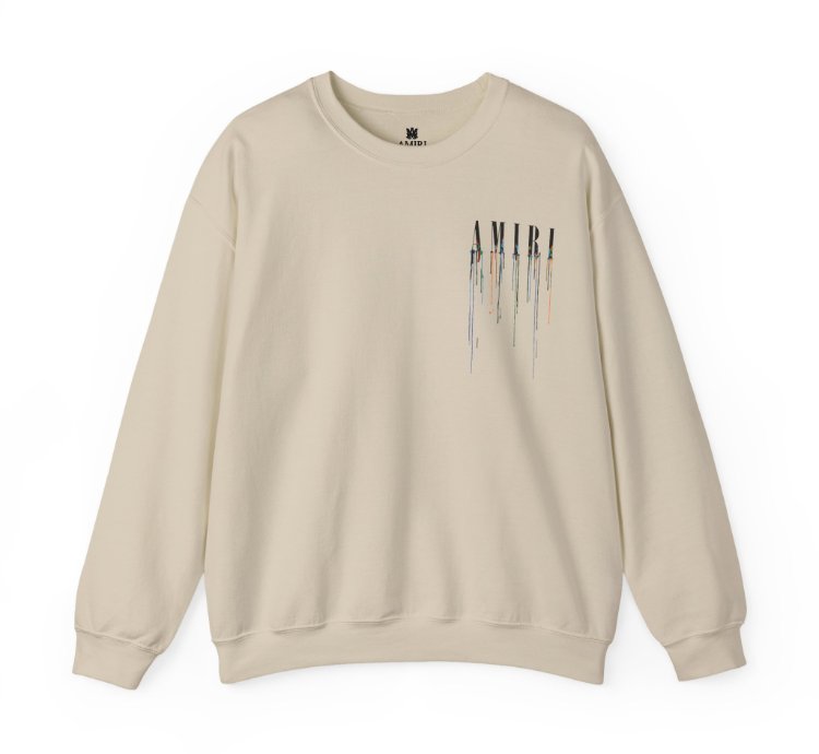 Amiri Paint Drip Sand Sweatshirt - Size Usa