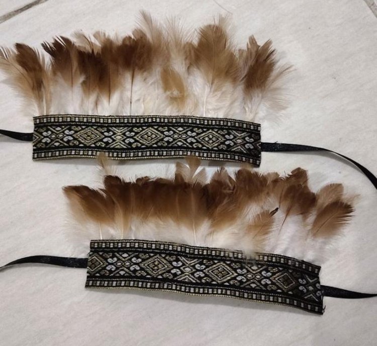Feather Bracelets - Traditional Papuan Interior Costume For Carnival And Papuan Dance - Feather Headdress - 2pcs Brac...