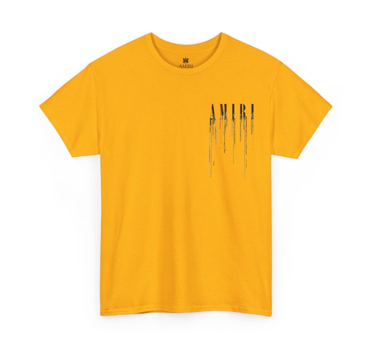 Amiri Paint Drip Gold T-shirt - Size Usa
