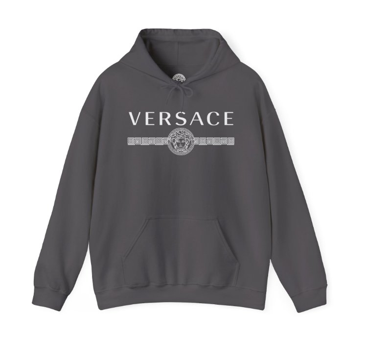 Versace Lineas Charcoal Hoodie - Size Usa